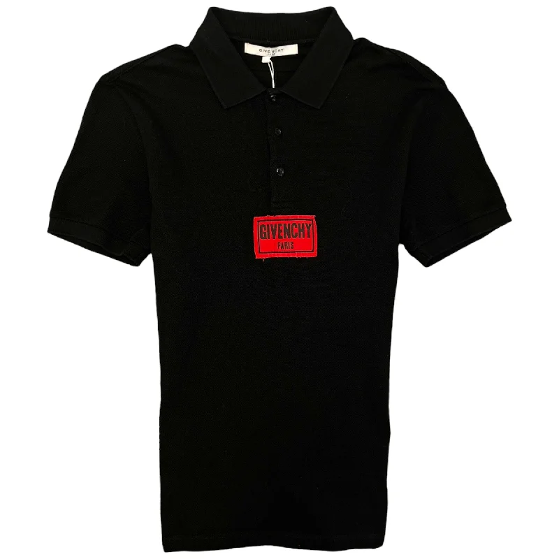 Men's Embossed Logo Polo Shirt Black Size M