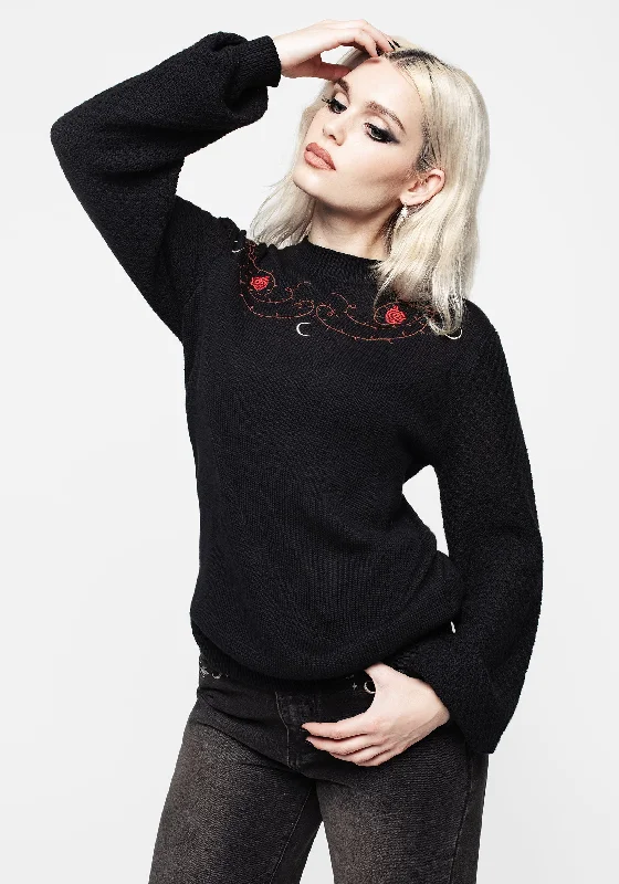 Deal of the Day Blush Balloon Sleeve Embroidered Jumper
