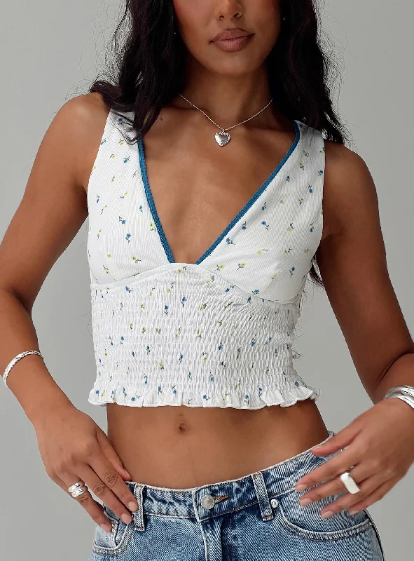 Don't Wait Dainter Top White Floral