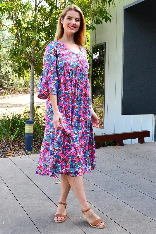Final Clearance Colourful Floral Garden Tunic Dress