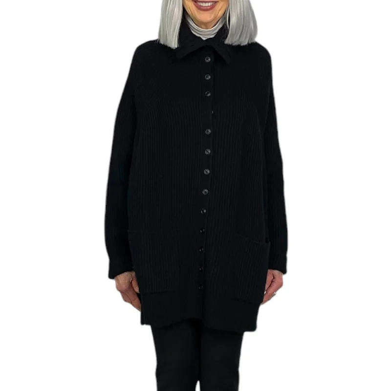 Weekend Savings Sensation RIBBED KNIT HI-NECK CARDIGAN