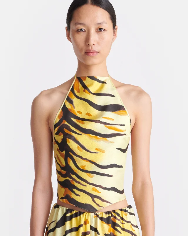 Weekend Specials to Indulge In Lilla - Printed Silk Twill Top - Tiger