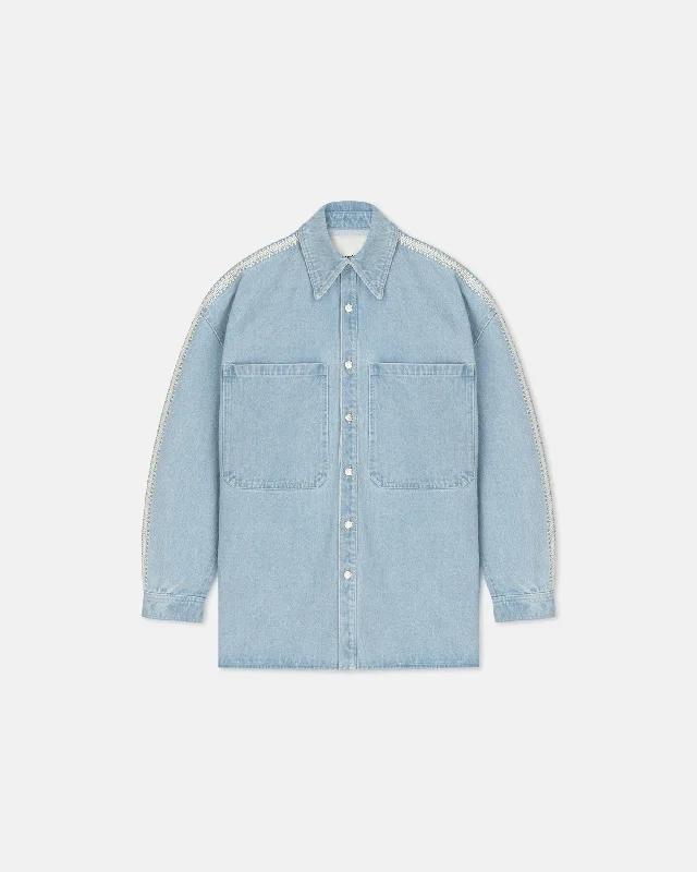 Weekend Discounts to Snag Beaux - Crochet-Trimmed Denim Shirt - Eco Bleach