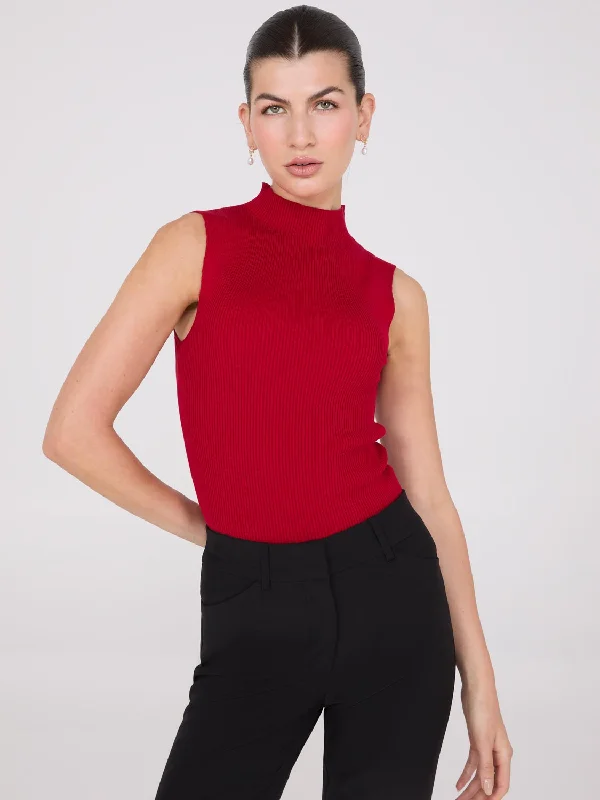 Price Drop Alert Ribbed Funnel Neck Sleeveless Sweater