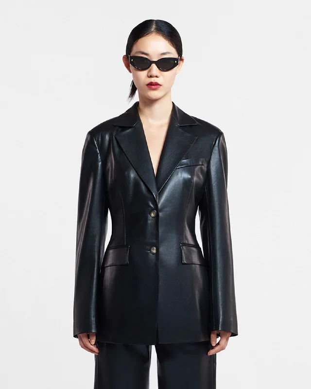 Deal Dash Hathi - Okobor™ Alt-Leather Blazer - Black