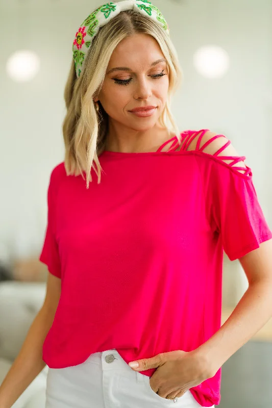 Overstock Sale All Together Fuchsia Pink Strappy Top