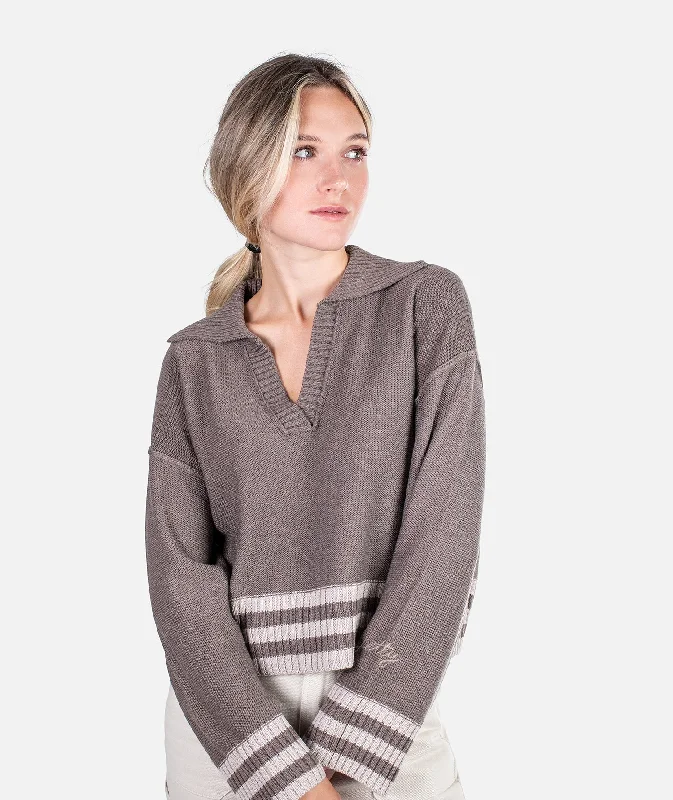 Massive Deal Tybee Henley Sweater - Brown