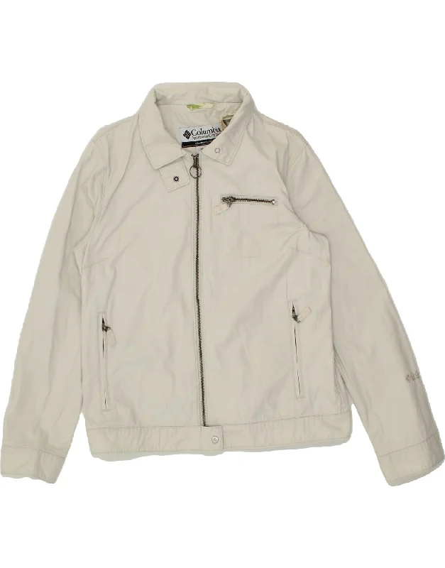 Closeout COLUMBIA Womens Bomber Jacket UK 16 Large Off White Cotton