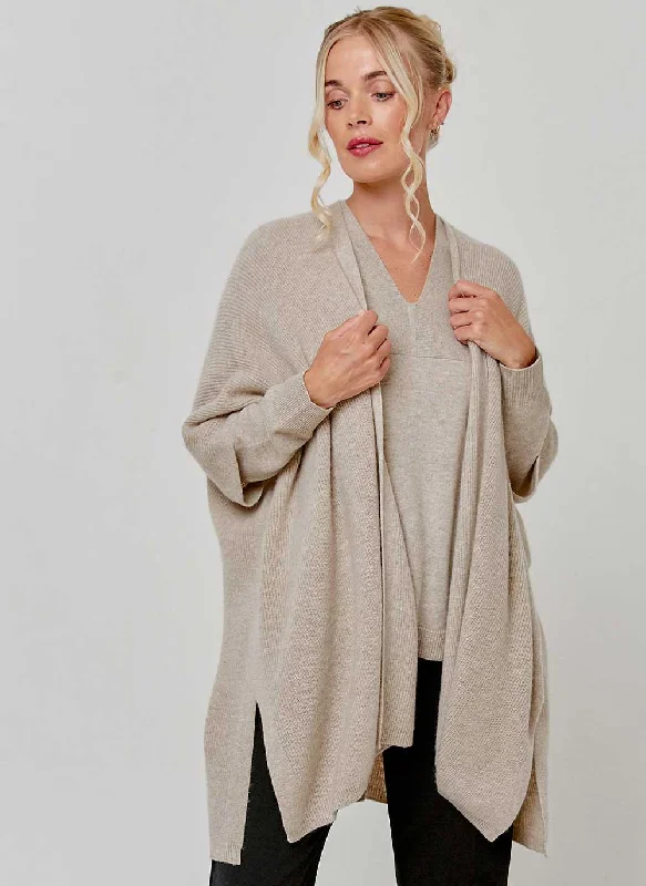 Quick Sale Kimono Rib Cashmere Cardigan - Chinchilla