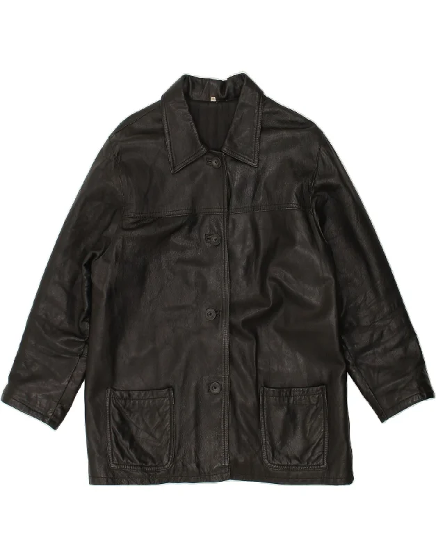 Weekend Discounts to Celebrate VINTAGE Womens Leather Jacket IT 46 Large Black Leather