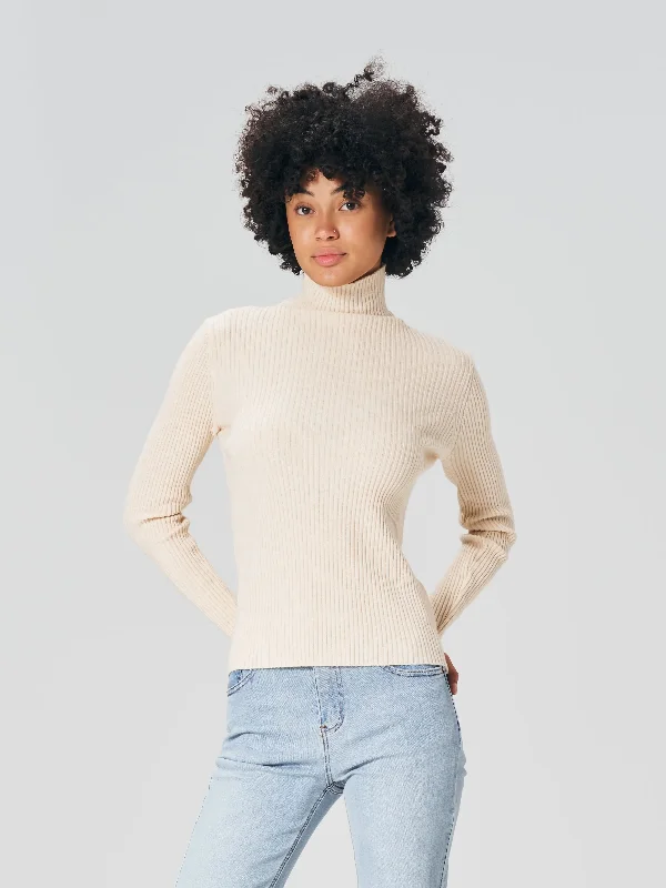Super Sale T3191 Ribbed Turtleneck Sweater