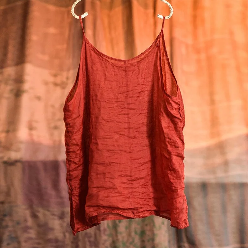 Grand Opening Sale Women Summer Loose Retro Solid Linen Vest