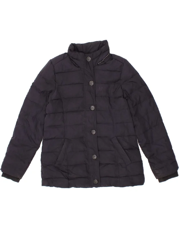 Instant Savings CREW CLOTHING Womens Padded Jacket UK 12 Medium Navy Blue Polyester