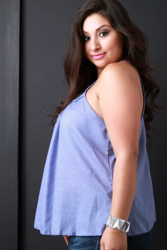 Weekend Price Cuts Galore Crochet Lace Yoke Halter Top