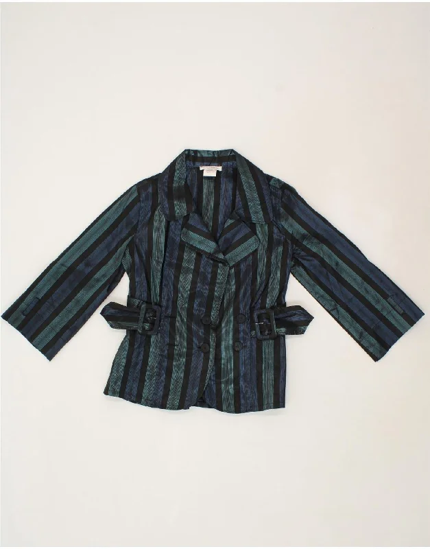 Weekend Discounts to Love NARACAMICIE Womens 3/4 Sleeve Blazer Jacket UK 10 Small Blue Striped