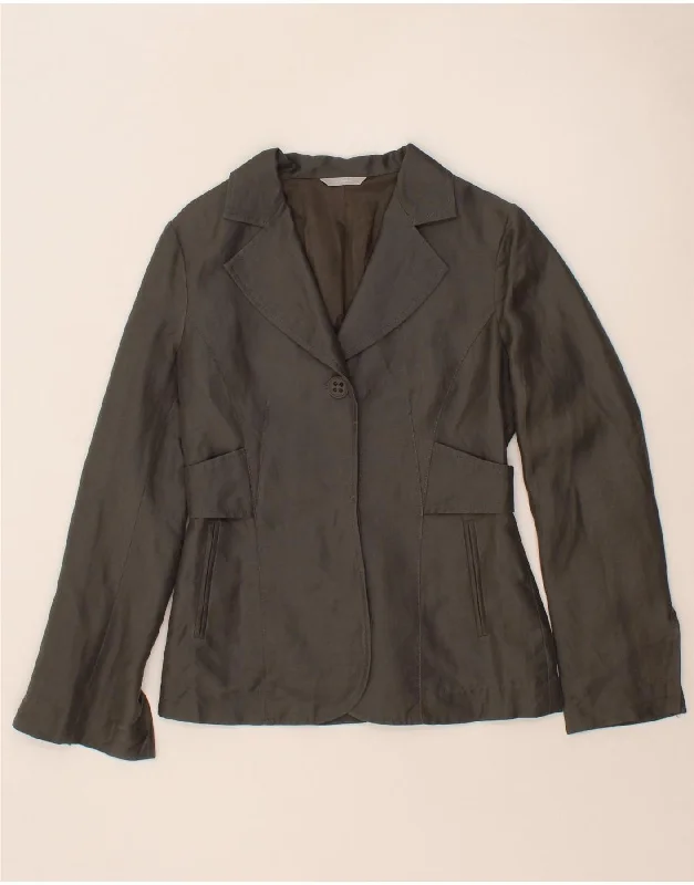 Massive Deal STEFANEL Womens 1 Button Blazer Jacket EU 38 Medium Grey Linen