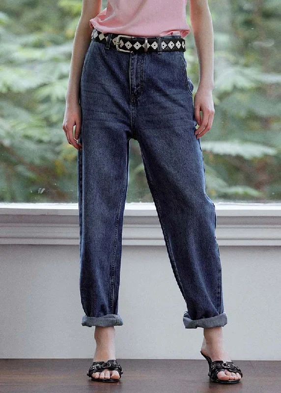 Special Buy DIY Navy Oversized High Waist Denim Pants Summer
