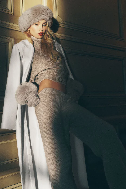 Early Access Winter Magic Cashmere Wide Leg Pant - Flax Heather