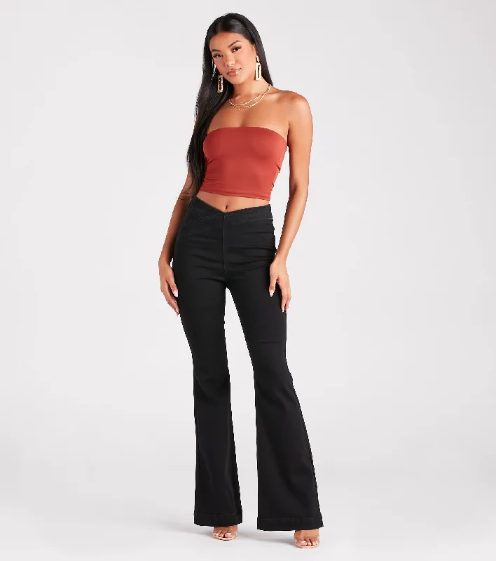 Special Price Snatched Style V-Cut Waist Flare Jeans