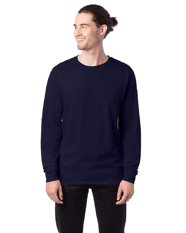 Hanes ComfortSoft Cotton Long Sleeve T-Shirt | Athletic Navy