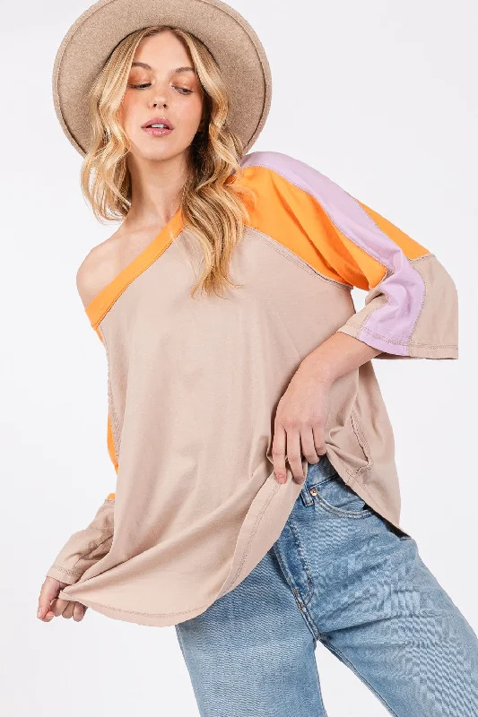 Weekend Specials to Savor SAGE + FIG Color Block Curved Hem T-Shirt