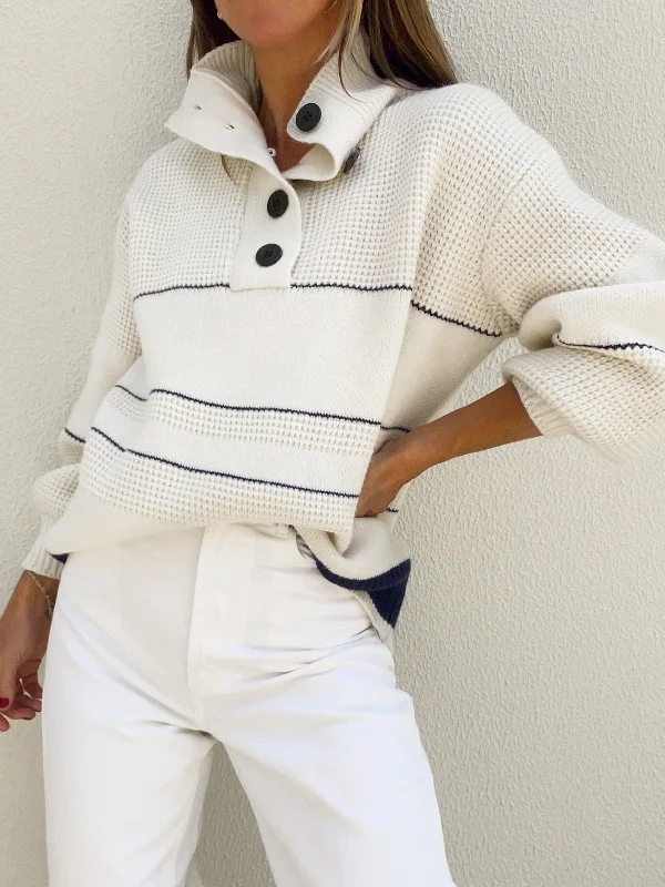 Deal of the Day Open Collar Graceful Button Up Sweater