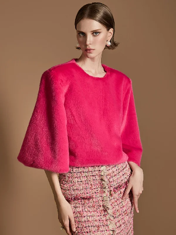 Unwind with Weekend Discounts B3021 Faux Fur Blouse