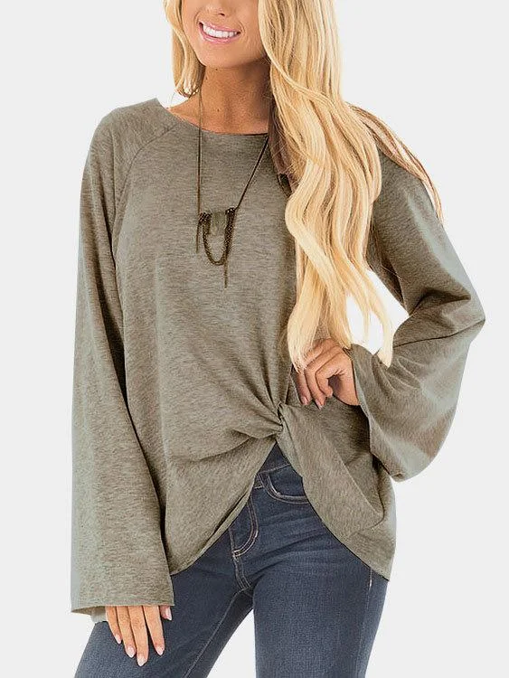 Weekend Specials to Indulge In Custom Round Neck Crossed Front Long Sleeve T-Shirts