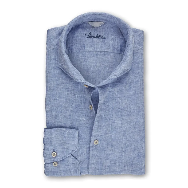 Blue Linen Slimline Shirt - Stenströms