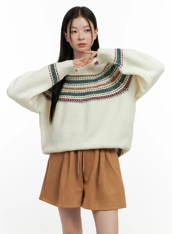 Clearance Sale Oversized Nordic Knit Sweater ON408