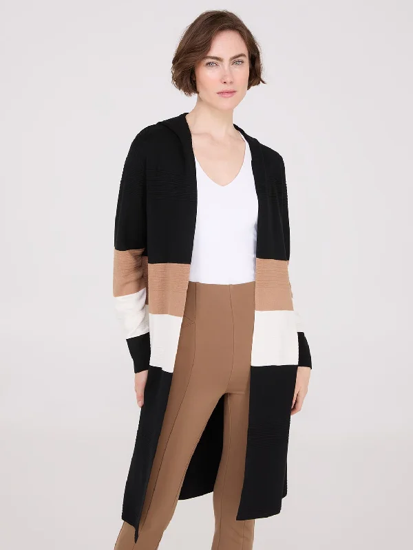 Shop and Save Ribbed Colour Block Open Duster