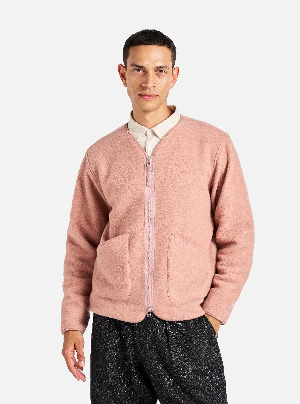 Universal Works Zip Liner Jacket in Pink Wool Fleece