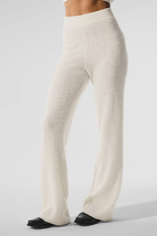 Weekend Sale: Don't Miss Out Cashmere High-Waist Plush Waffle Pant - Ivory