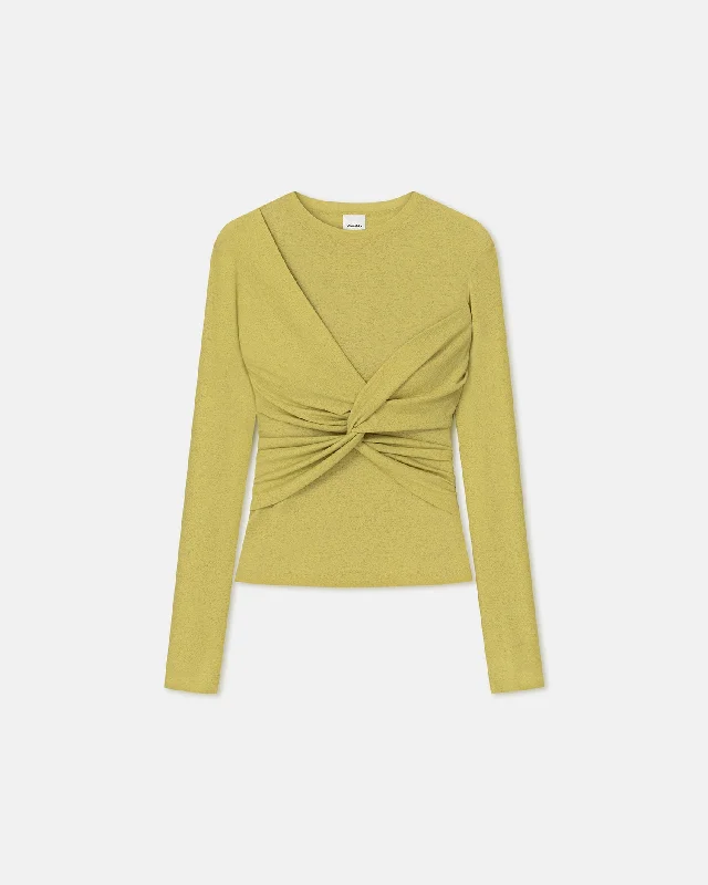 Weekend Offers That Sizzle Izolda - Draped Mesh Jersey Top - Pistachio