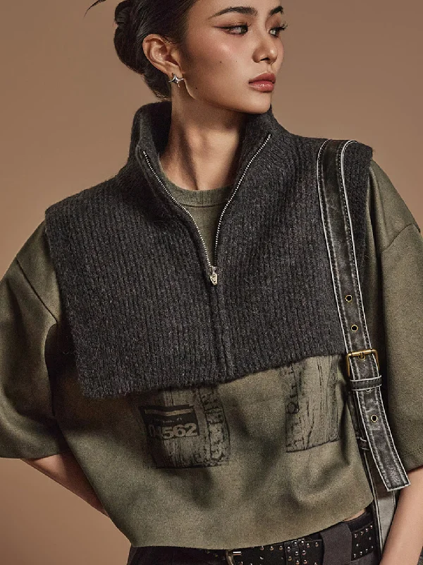 Referral Discount E3615 zipper shawl Cape Knit