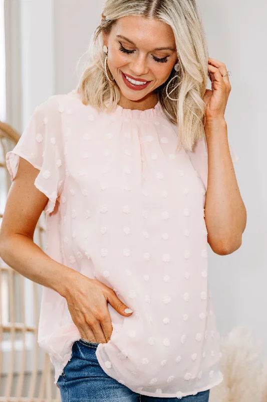 Exclusive Savings Best Of The Best Blush Pink Swiss Dot Blouse