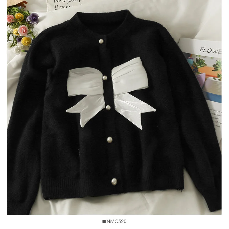 Low Prices Korean contrast stitched bow decorative round neck T-shirt  1808