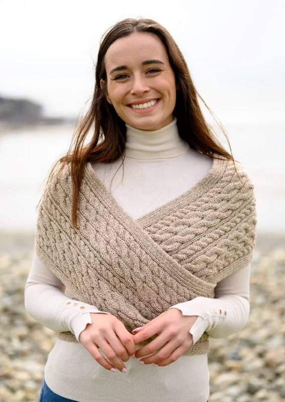 Bonus Offer Aran Crossover Wrap | Oatmeal