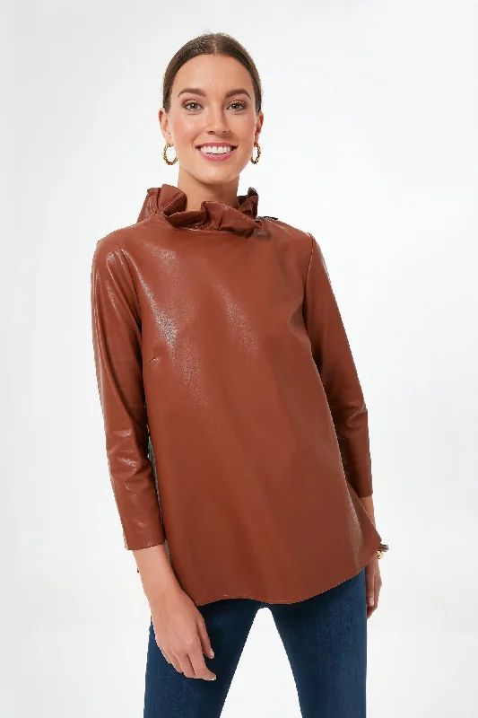Bonus Savings Cognac Leather Faye Blouse