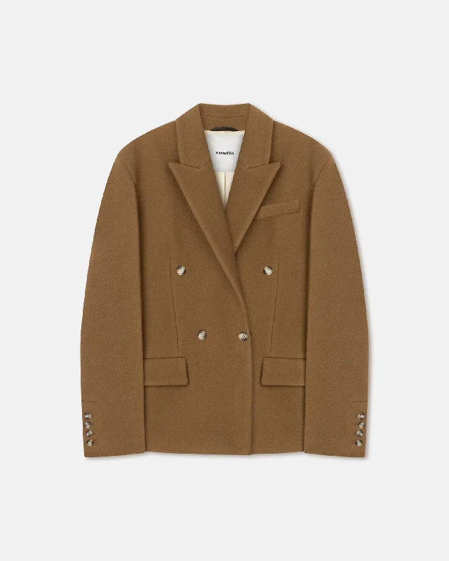 Huge Discounts Pacey - Cinched-Waist Felted Wool Blazer - Walnut