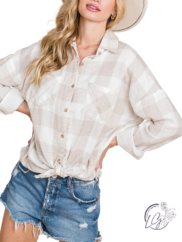 Act Fast Cowgirl Checkered Blouse