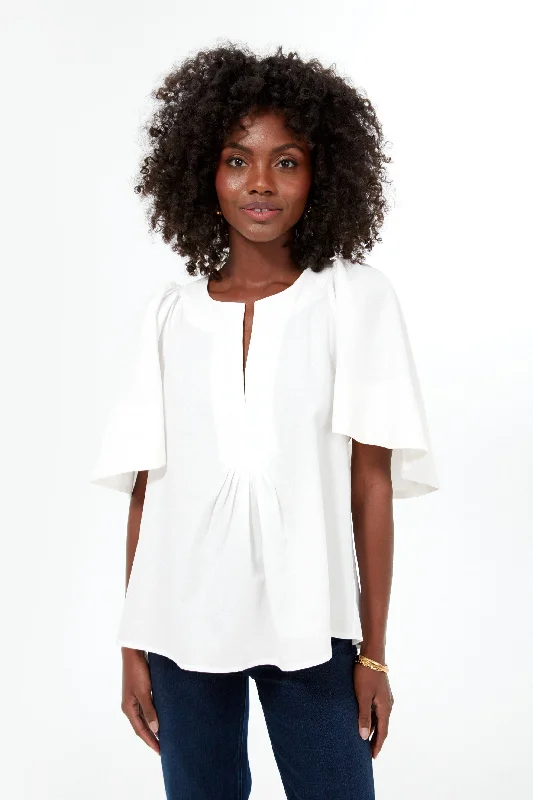 Weekend Bargains to Cherish White Finley Flutter Sleeve Top