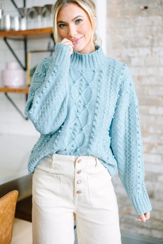 The Best Prices It's All You Ice Blue Embellished Sweater