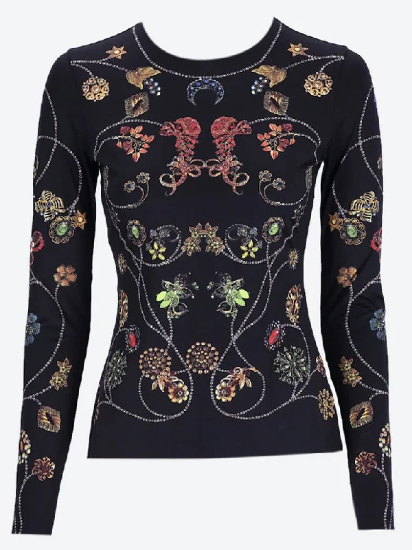 New Markdowns Floral jewelery  printed second skin top