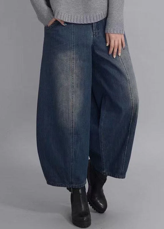 Weekend Deals That Wow French Navy Button Pockets Casual lantern Fall Denim Pants
