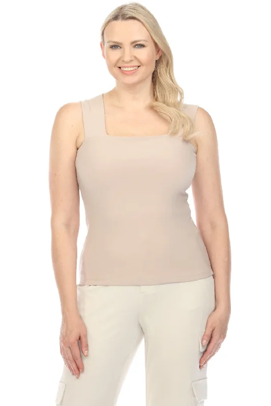 Fantastic Savings Joseph Ribkoff Sand Square Neck Sleeveless Tank Top 143132S24