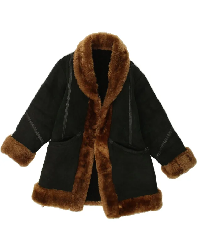 Weekend Deals That Dazzle VINTAGE Womens 3/4 Sleeve Shearling Jacket UK 12 Medium Green