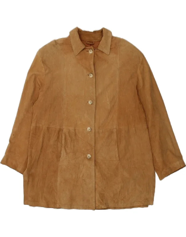 Exclusive Offer VINTAGE Womens Suede Overcoat UK 20 2XL Brown
