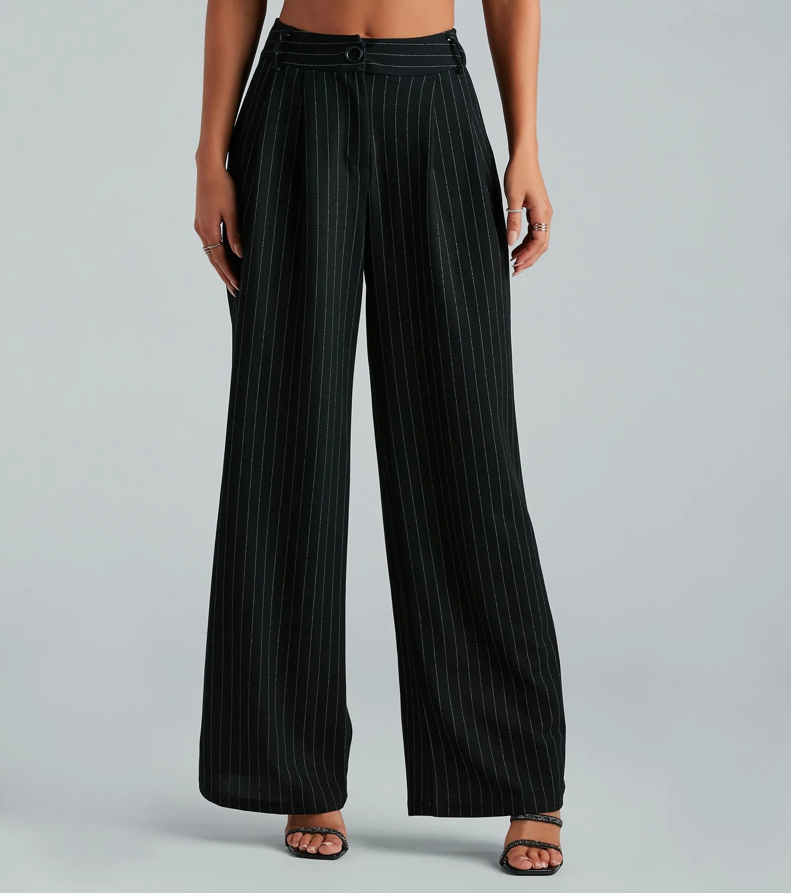 Overstock Work It High Rise Pinestripe Trouser Pants