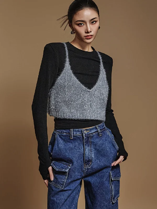 Super Deal E3638 Knit bustier